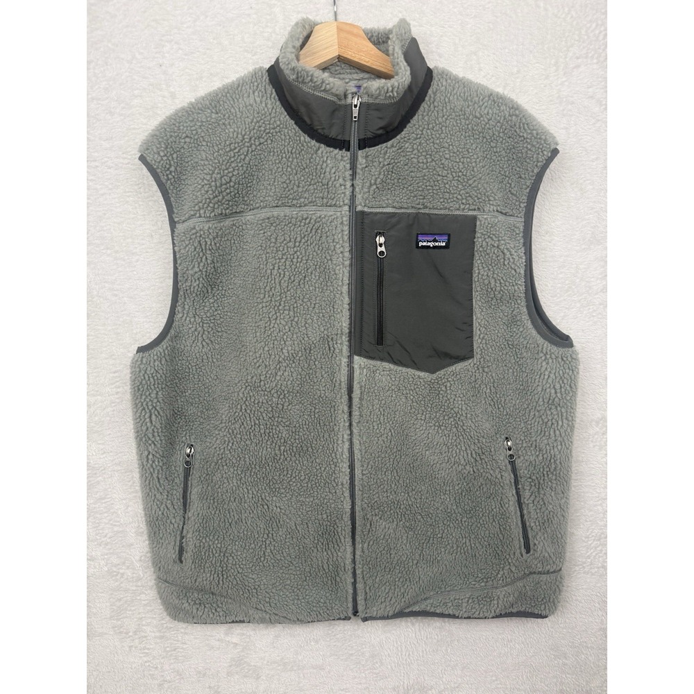 Patagonia Men's XL Retro-X Deep Pile Fleece Vest Full Zip Gray Sherpa Gorpcore